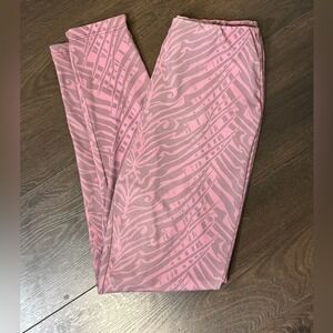 John Richmond Leggings S Small Pink Gray Zebra‎ Print Pull On Elastic Waist